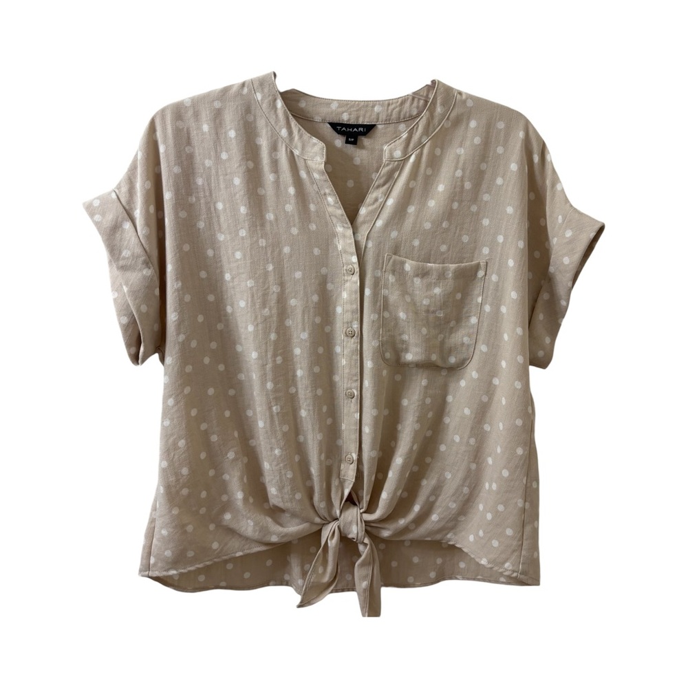 Tahari Tie Front Blouse Top